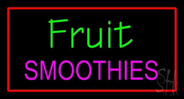 Sign Store N100-2721-clear Fruit Smoothies With Red Border Clear Backing Neon Sign- 37 x 20 x 1 In.