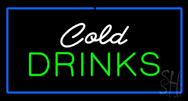 Sign Store N100-2741-clear Cold Drinks Rectangle Blue Clear Backing Neon Sign- 37 x 20 x 1 In.