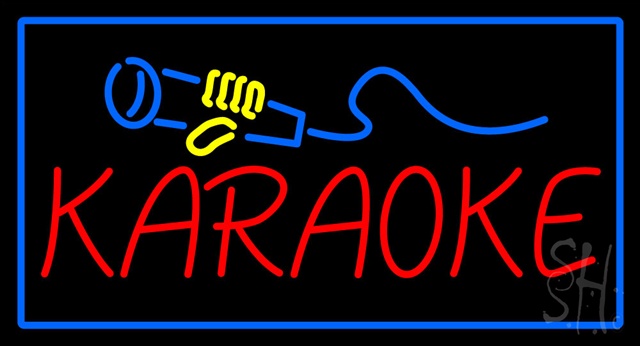 Sign Store N100-2759-clear Karaoke Logo Rectangle Blue Clear Backing Neon Sign- 37 x 20 x 1 In.