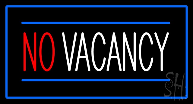 Sign Store N100-2763-clear No Vacancy Rectangle Blue Clear Backing Neon Sign- 37 x 20 x 1 In.