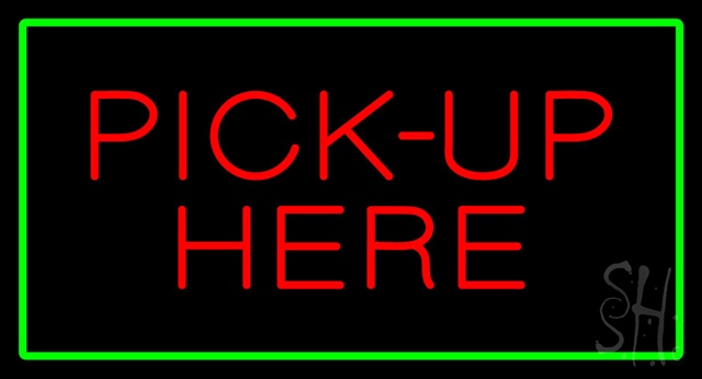 Everything Neon N100-2773 Pick-Up Here Rectangle Green LED Neon Sign 13 x 24 - inches