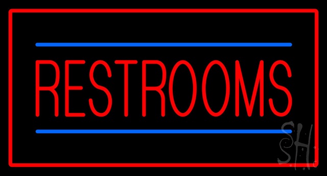 Sign Store N100-2775-clear Restrooms Rectangle Red Clear Backing Neon Sign- 37 x 20 x 1 In.