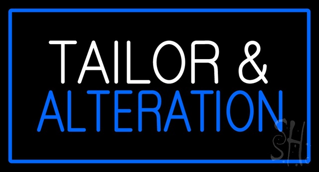 Sign Store N100-2781-clear White Tailor And Alteration With Blue Border Clear Backing Neon Sign- 37 x 20 x 1 In.