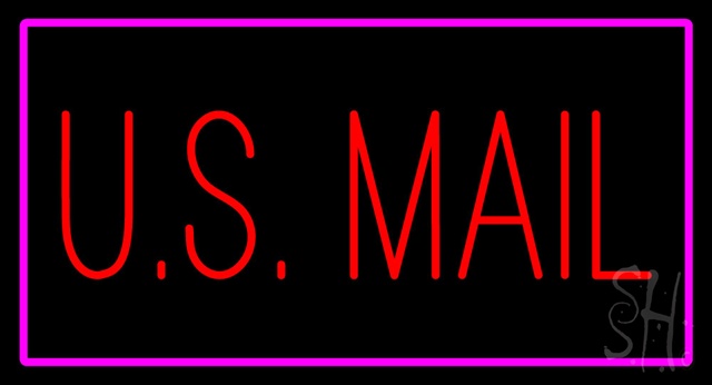 Sign Store N100-2787-clear Us Mail Rectangle Purple Clear Backing Neon Sign- 37 x 20 x 1 In.