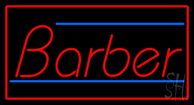 Sign Store N100-2803-clear Red Barber Blue Lines With Red Border Clear Backing Neon Sign- 37 x 20 x 1 In.
