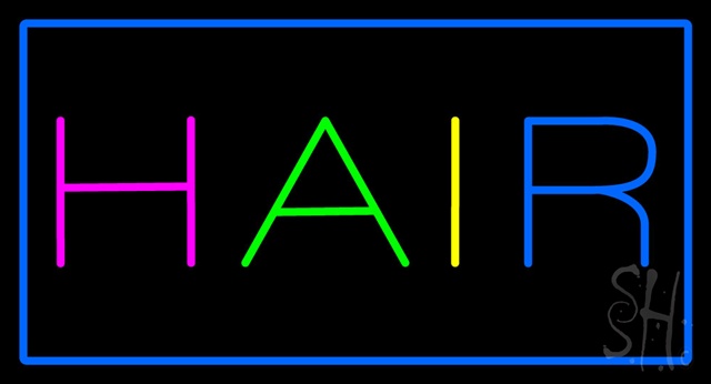 Everything Neon N100-2814 Multicolored Hair Rectangle Blue LED Neon Sign 13 x 24 - inches