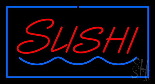 Sign Store N100-2834-clear Sushi Rectangle Blue Clear Backing Neon Sign- 37 x 20 x 1 In.