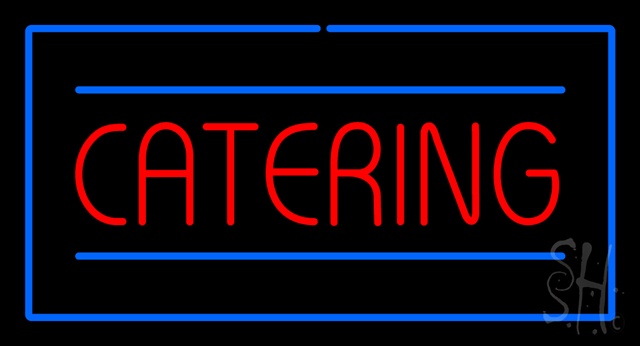 Sign Store N100-2857-clear Red Catering Rectangle Blue Clear Backing Neon Sign- 37 x 20 x 1 In.