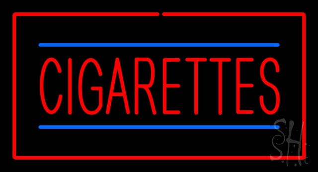 Sign Store N100-2859-clear Red Cigarettes With Rectangle Clear Backing Neon Sign- 37 x 20 x 1 In.