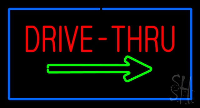Sign Store N100-2873-clear Drive-Thru Rectangle Blue Clear Backing Neon Sign- 37 x 20 x 1 In.