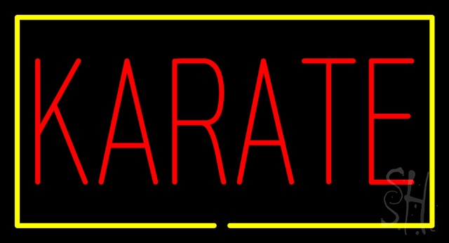 Sign Store N100-2899-clear Karate Rectangle Yellow Clear Backing Neon Sign- 37 x 20 x 1 In.