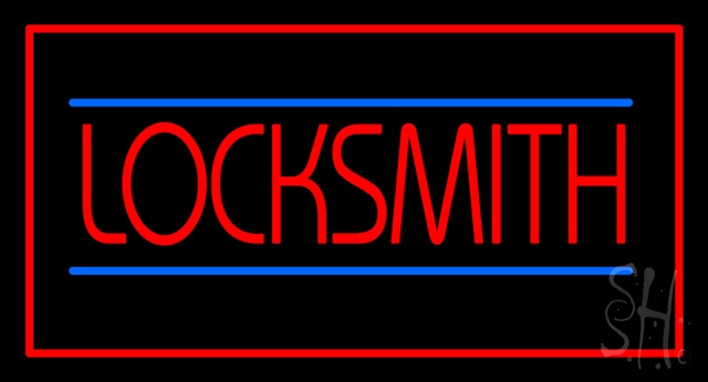 Sign Store N100-2902-clear Locksmith Rectangle Red Clear Backing Neon Sign- 37 x 20 x 1 In.