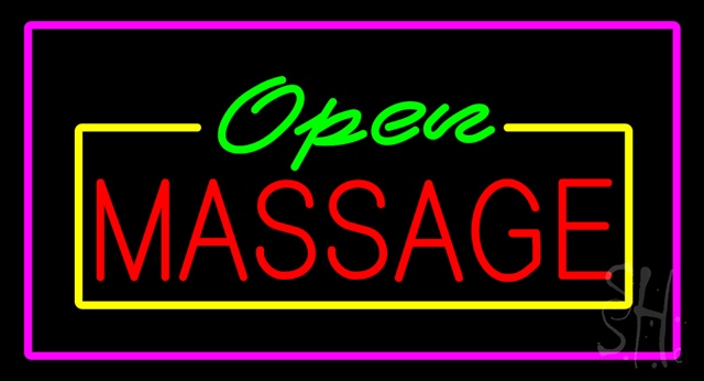 Sign Store N100-2907-clear Open Massage Rectangle Pink Clear Backing Neon Sign- 37 x 20 x 1 In.