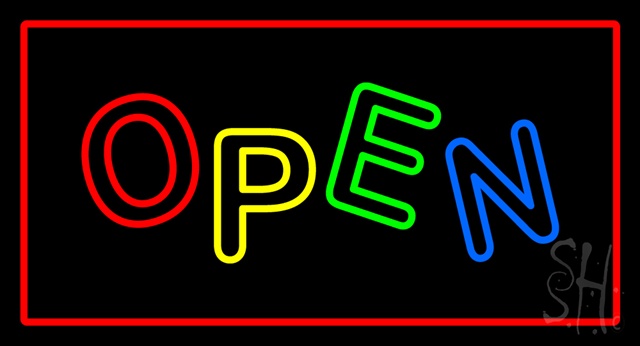 Sign Store N100-2930-clear Open Rectangle Red Clear Backing Neon Sign- 37 x 20 x 1 In.