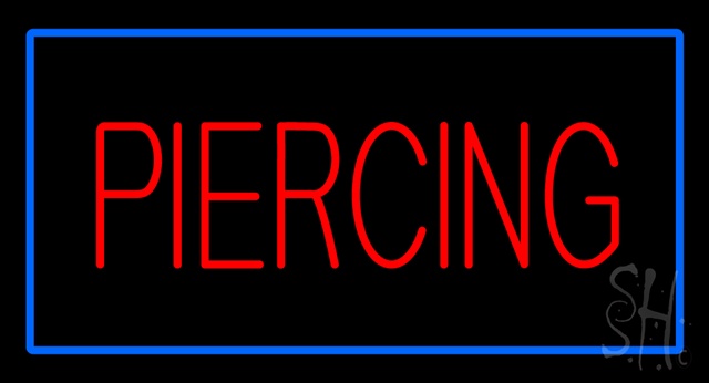 Sign Store N100-2938-clear Red Piercing With Blue Border Clear Backing Neon Sign- 37 x 20 x 1 In.