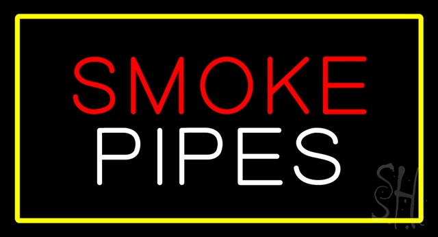 Sign Store N100-2940-clear Smoke Pipes Yellow Rectangle Clear Backing Neon Sign- 37 x 20 x 1 In.