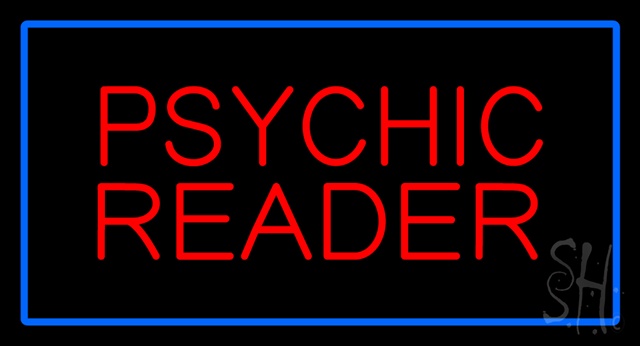 Sign Store N100-2945-clear Psychic Reader Blue Rectangle Clear Backing Neon Sign- 37 x 20 x 1 In.