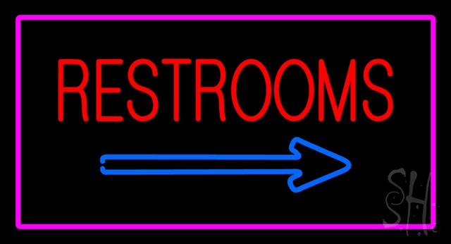Sign Store N100-2948-clear Restrooms Rectangle Pink Clear Backing Neon Sign- 37 x 20 x 1 In.
