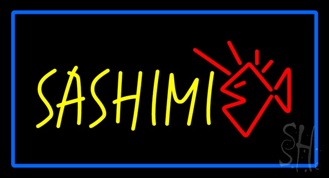 Sign Store N100-2953-clear Yellow Sashimi Rectangle Blue Clear Backing Neon Sign- 37 x 20 x 1 In.