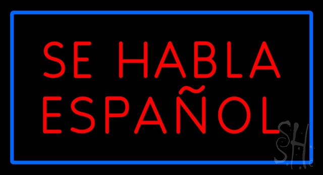 Sign Store N100-2954-clear Se Habla Espanol Rectangle Blue Clear Backing Neon Sign- 37 x 20 x 1 In.