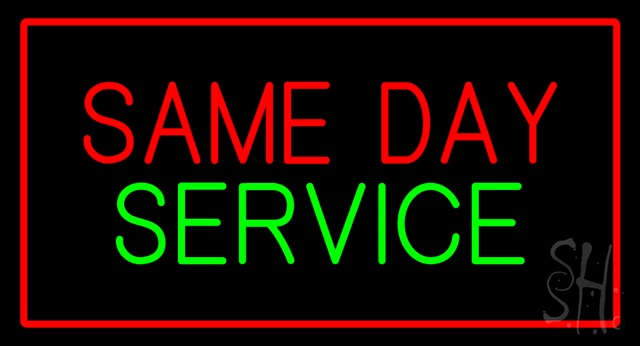 Sign Store N100-2957-clear Same Day Service With Red Border Clear Backing Neon Sign- 37 x 20 x 1 In.