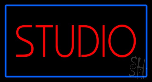 Sign Store N100-2961-clear Red Studio Blue Rectangle Clear Backing Neon Sign- 37 x 20 x 1 In.