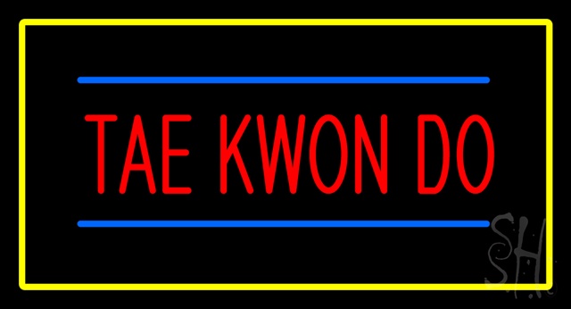 Sign Store N100-2966-clear Tae Kwon Do Rectangle Yellow Clear Backing Neon Sign- 37 x 20 x 1 In.