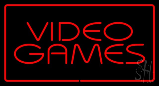 Sign Store N100-2977-clear Video Games Rectangle Red Clear Backing Neon Sign- 37 x 20 x 1 In.