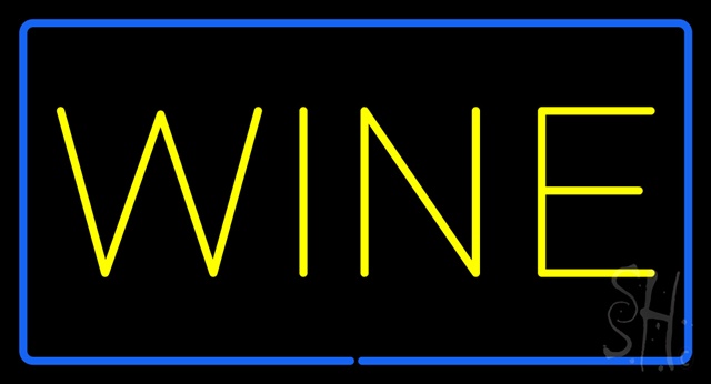 Sign Store N100-2982-clear Wine Rectangle Blue Clear Backing Neon Sign- 37 x 20 x 1 In.