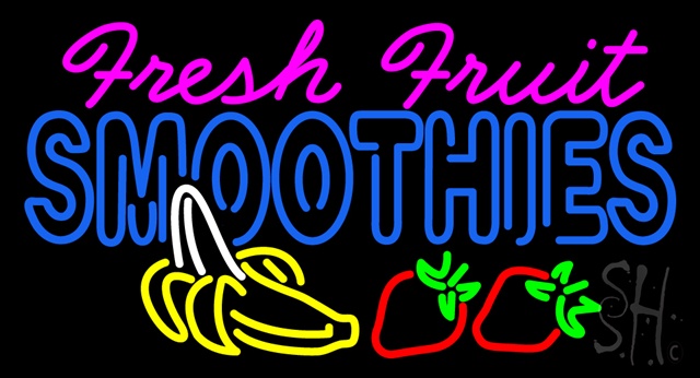Sign Store N100-2990-clear Pink Fresh Fruit Smoothies Clear Backing Neon Sign- 37 x 20 x 1 In.
