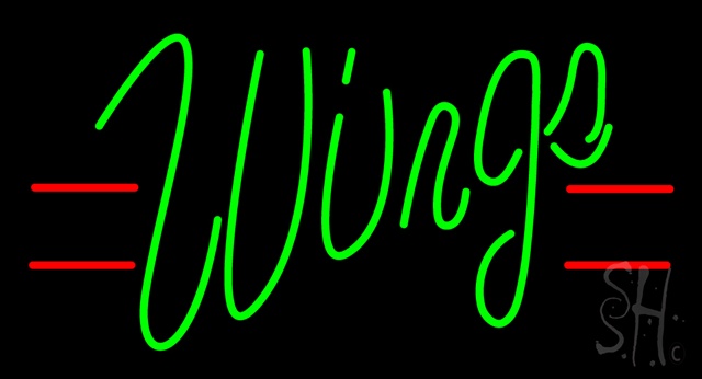 Everything Neon N100-3084 Green Cursive Wings LED Neon Sign 13 x 24 - inches -  The Sign Store