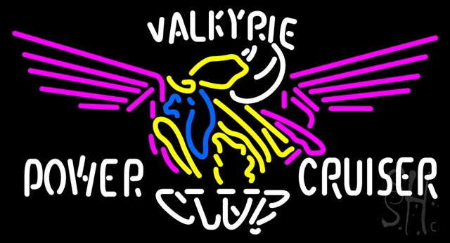 Sign Store N100-3567-clear Valkyrie Power Cruiser Club Clear Backing Neon Sign- 37 x 20 x 1 In.