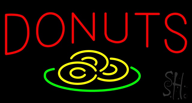 Sign Store N100-3592-clear Red Donuts With Donuts Logo Clear Backing Neon Sign- 37 x 20 x 1 In.