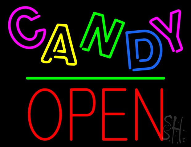 Sign Store N100-3891-clear Candy Block Open Green Line Clear Backing Neon Sign- 31 x 24 x 1 In.