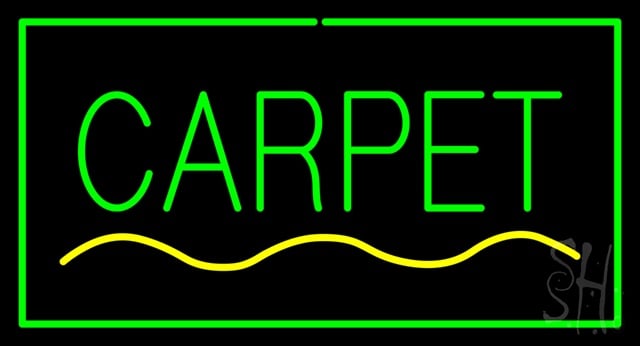 Sign Store N100-3907-clear Carpet Rectangle Green Clear Backing Neon Sign- 37 x 20 x 1 In.