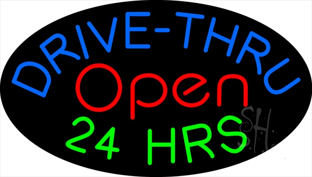 Everything Neon N100-2462 Drive Thru Open 24 Hrs Animated Neon Sign 17" Tall x 30" Wide x 3" Deep