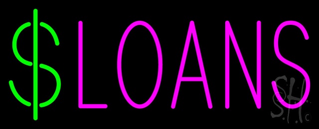 Everything Neon N100-0337 Pink Loans Dollar Logo Neon Sign 13" Tall x 32" Wide x 3" Deep -  The Sign Store