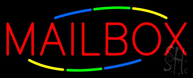 Everything Neon N100-0694 Multicolored Deco Style Mailbox Neon Sign 13" Tall x 32" Wide x 3" Deep