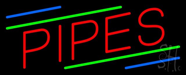 Everything Neon N100-0739 Pipes with Multi Colored Lines Neon Sign 13" Tall x 32" Wide x 3" Deep