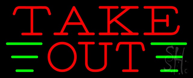 Everything Neon N100-0779 Take Out Neon Sign 13" Tall x 32" Wide x 3" Deep