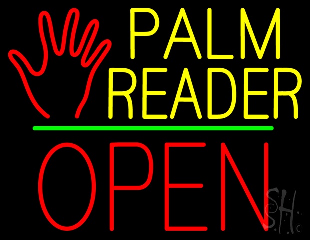 Sign Store N100-4033-clear Palm Reader Logo Block Open Green Line Clear Backing Neon Sign- 31 x 24 x 1 In.