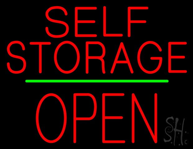 Sign Store N100-4057-clear Self Storage Open Block Green Line Clear Backing Neon Sign- 31 x 24 x 1 In.