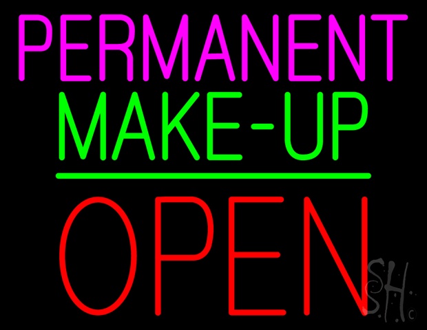 Sign Store N100-4143-clear Permanent Make-Up Block Open Green Line Clear Backing Neon Sign- 31 x 24 x 1 In.