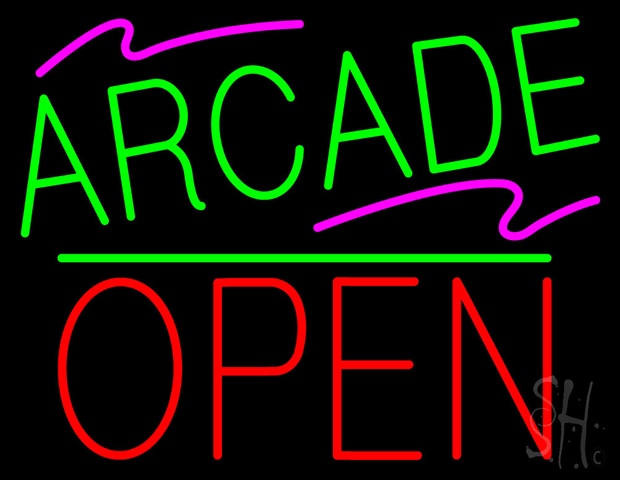 Everything Neon N100-4202 Arcade Block Open Green Line LED Neon Sign 15 x 19 - inches -  The Sign Store