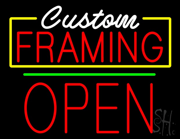Sign Store N100-4230-clear Custom Framing Open Green Line Clear Backing Neon Sign- 31 x 24 x 1 In.
