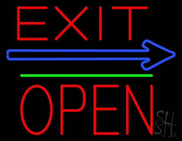 Sign Store N100-4248-clear Exit Block Open Green Line Clear Backing Neon Sign- 31 x 24 x 1 In.
