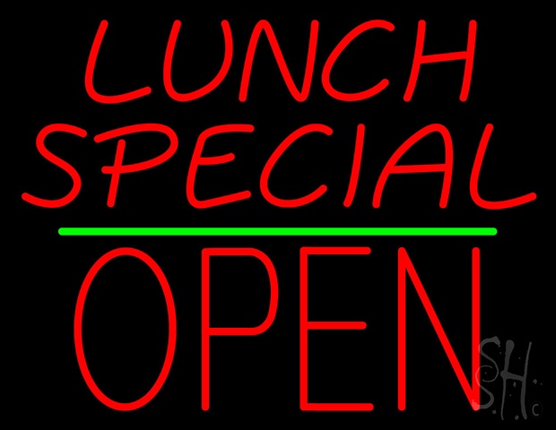 Sign Store N100-4281-clear Lunch Special Block Open Green Line Clear Backing Neon Sign- 31 x 24 x 1 In.