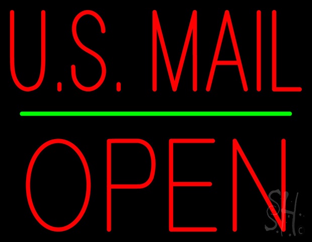 Sign Store N100-4360-clear Us Mail Block Open Green Line Clear Backing Neon Sign- 31 x 24 x 1 In.