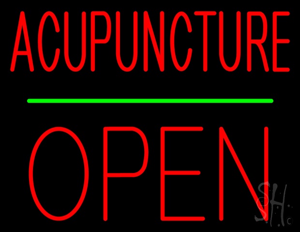 Sign Store N100-4513-clear Acupuncture Block Open Green Line Clear Backing Neon Sign- 31 x 24 x 1 In.