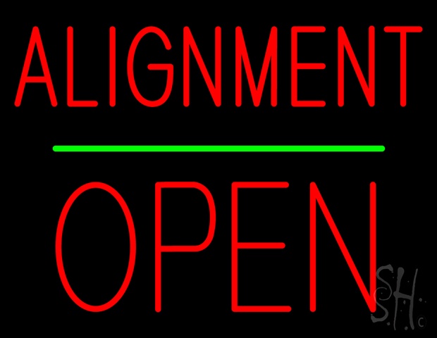 Sign Store N100-4519-clear Alignment Open Block Green Line Clear Backing Neon Sign- 31 x 24 x 1 In.